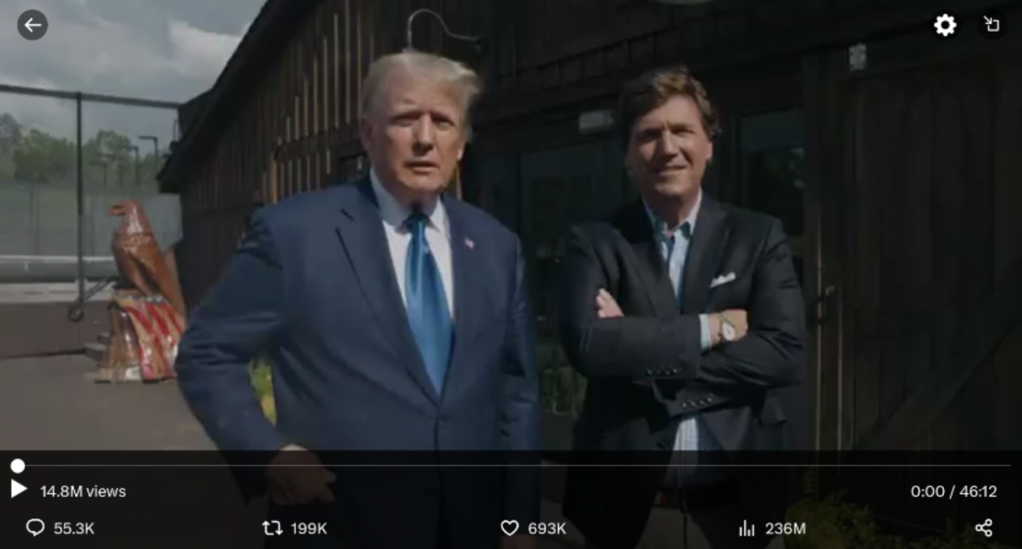 Video view count of Tucker Carlson's Trump interview