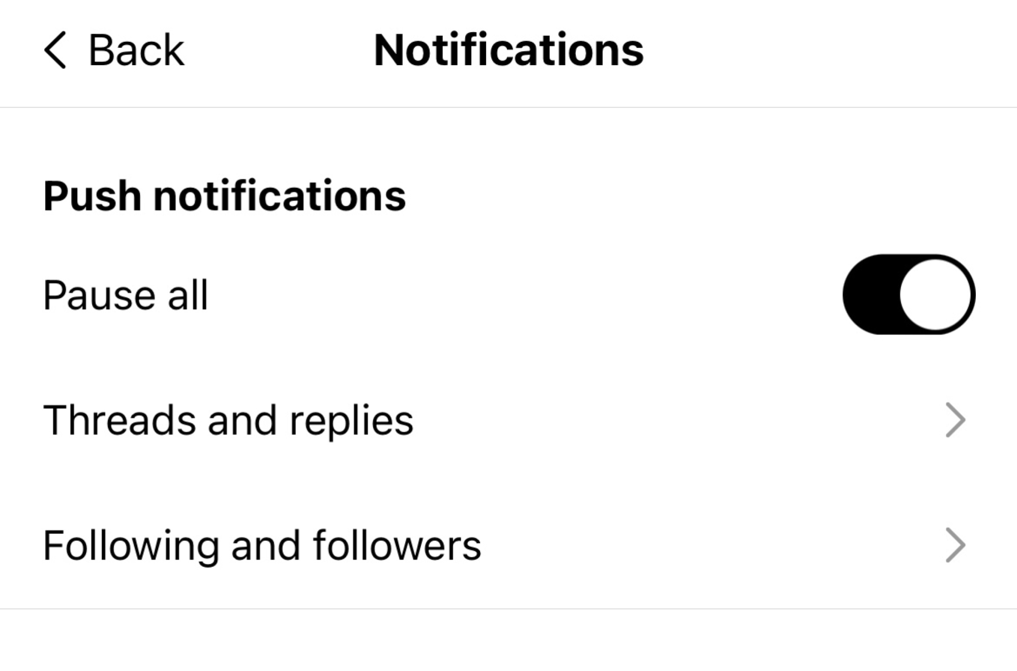 A screenshot of the notifications settings page