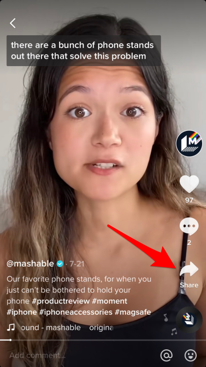 An image of a TikTok showing a young woman with dark hair.