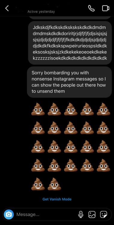 Screenshot of Instagram DMs.