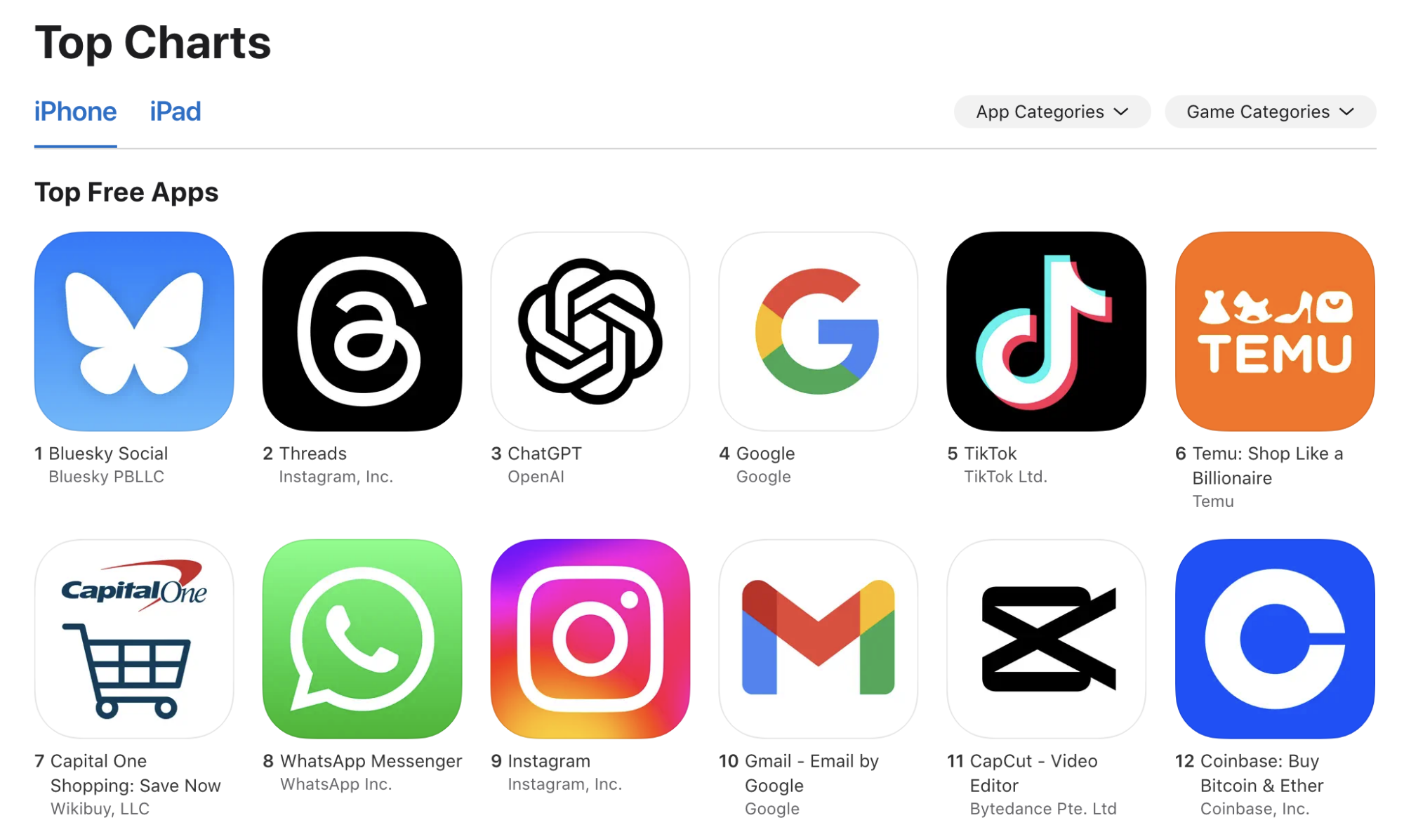 App Store top charts