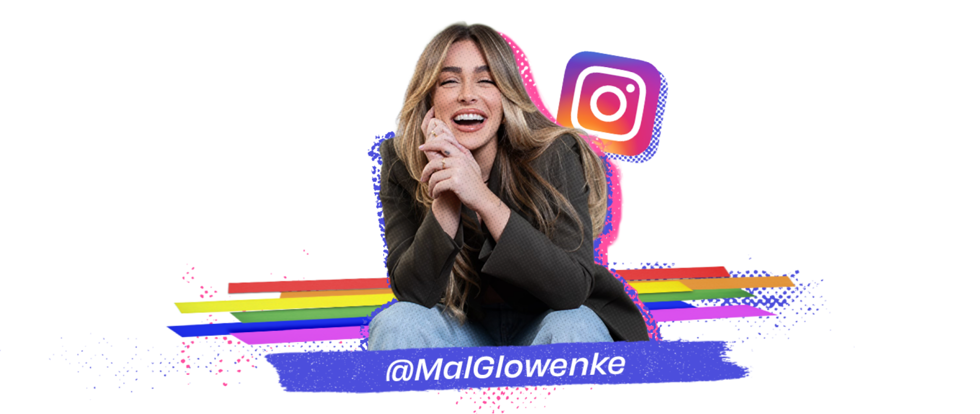 A collage featuring a photo of Glowenke, the Instagram logo, and the username @MalGlowenke.