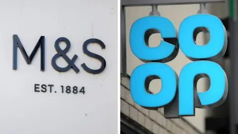 Getty Images / PA The M&S and Co-op logos