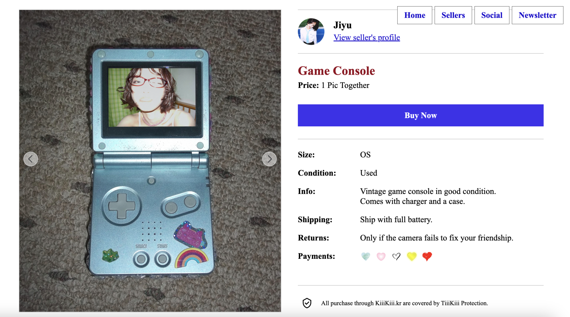A photo of Jiyu from KiiiKiii on a 2003 Game Boy Advance SP.