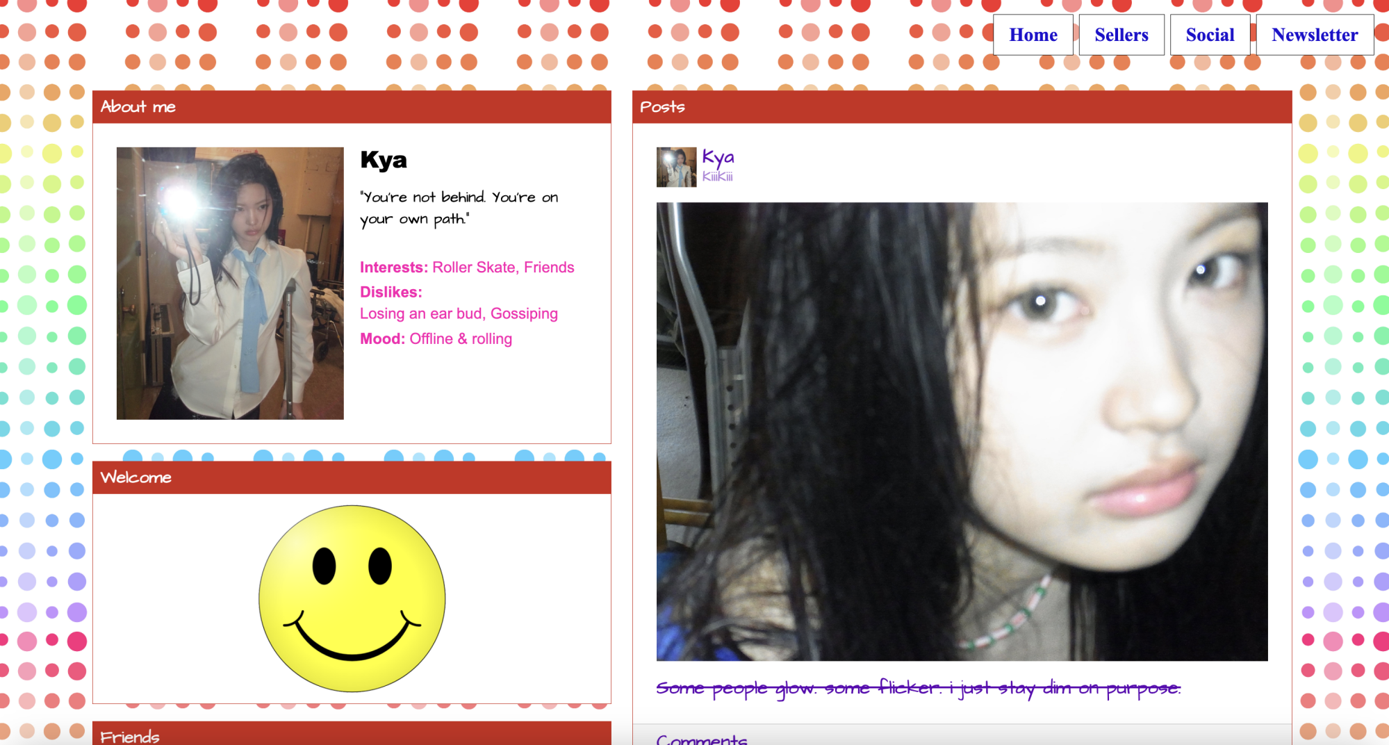 A colorful webpage featuring Kya from KiiiKiii