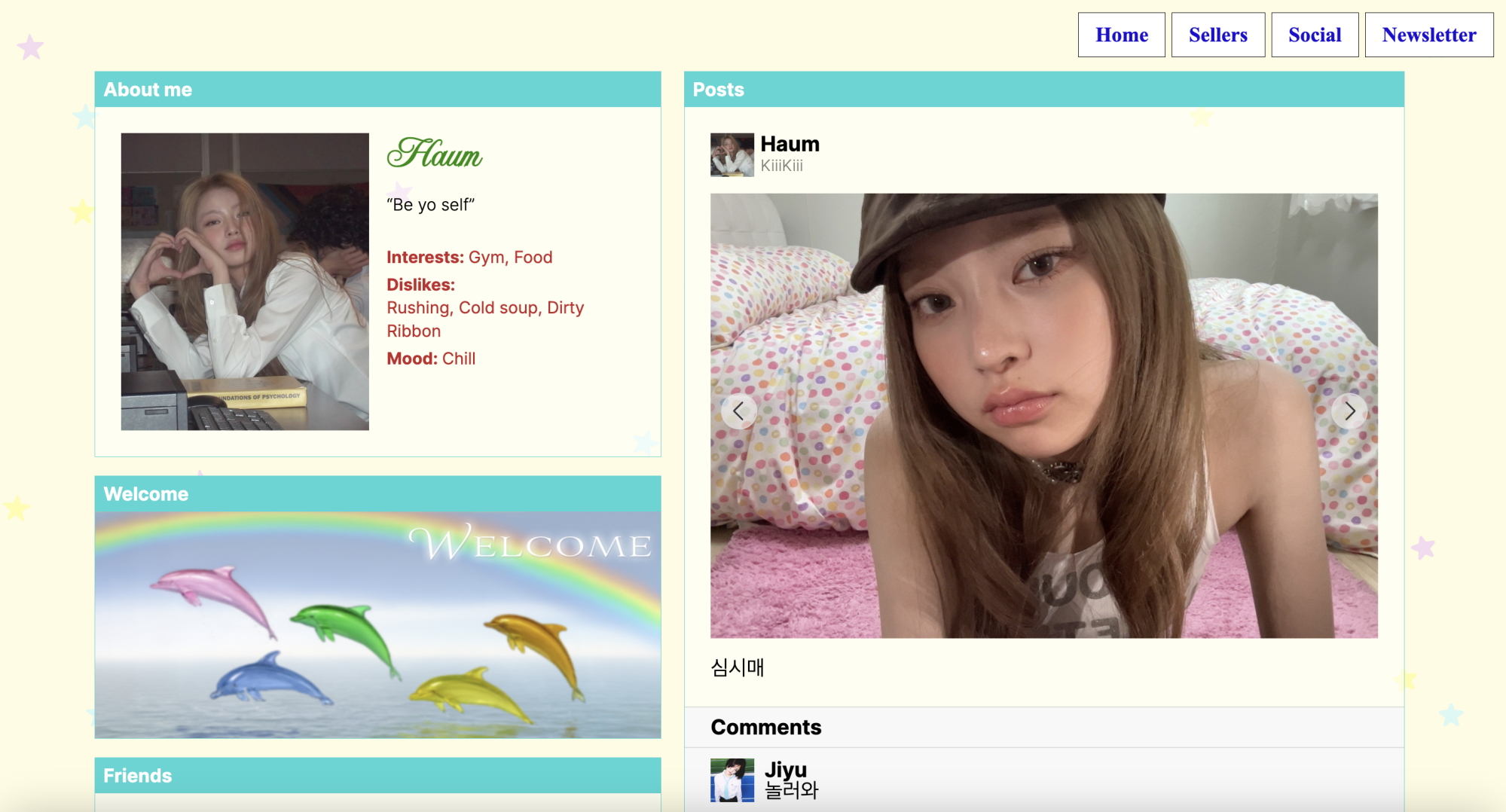 A webpage featuring Haum from KiiiKiii