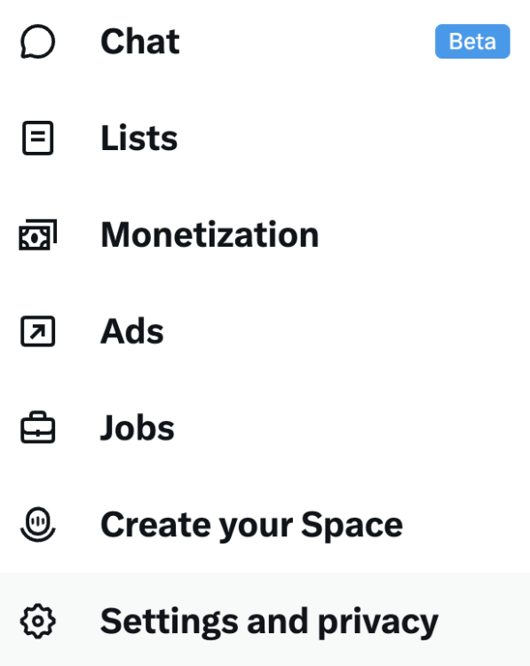 A list of options from X.