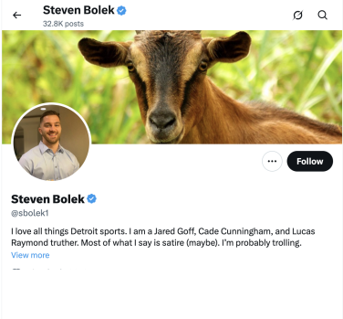 X screenshot of user profile