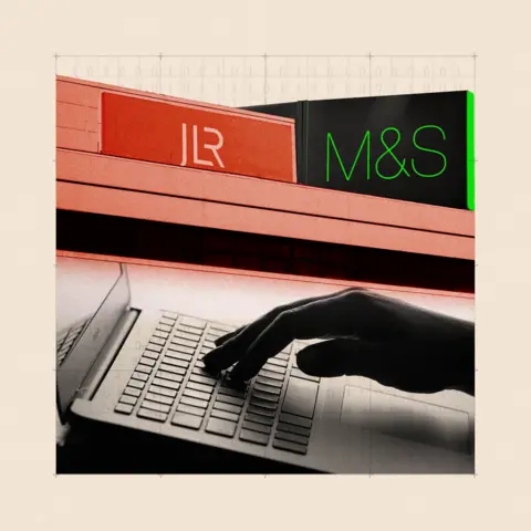 BBC M&S and JLR logos
