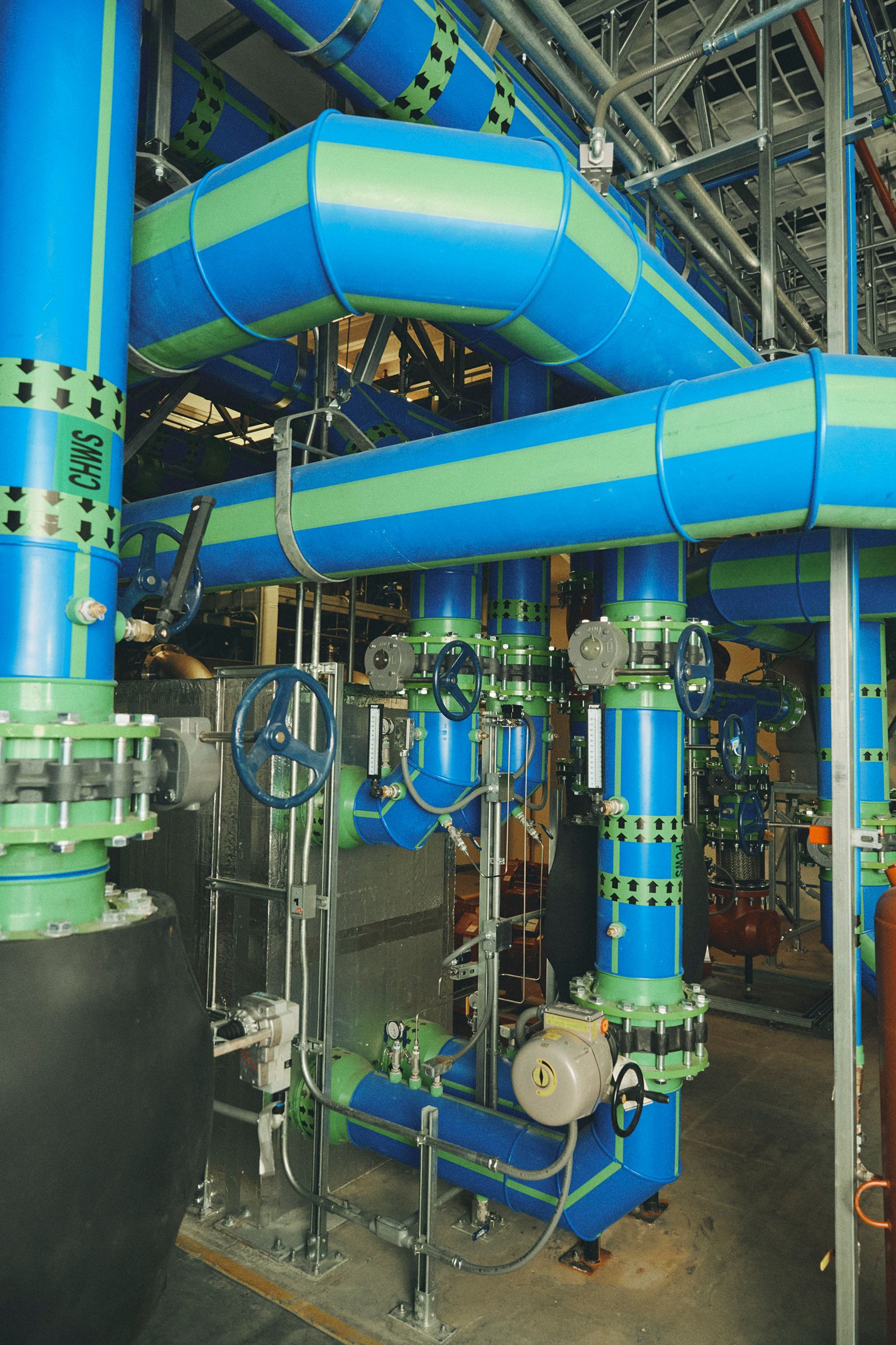 Large diameter aquatherm pipes as part of the cooling system for the Sierra supercomputer at the Lawrence Livermore...